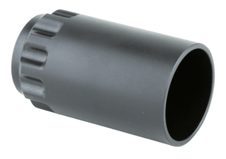 This Taper Mount blast mount shield from Griffin Armament is effective for short barrel rifles, directing the concussion forward and down-range.
